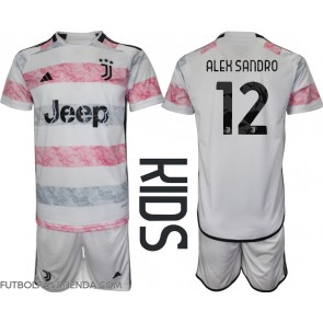 Juventus Alex Sandro #12 Segunda Equipación Niños 2023-24 Manga Corta (+ Pantalones cortos)